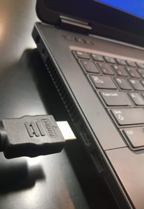 Photo of BYOD Laptop and classroom HDMI Cord