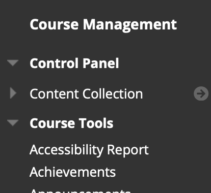 course tools item on sidebar menu
